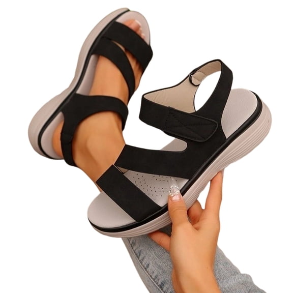 longantii Womens Orthopedic Sandals Slip on Non Slip Arch Support Summer Flat Sandals Wide Width Beach Slippers 2026 New Beach Orthopedic Shoes Black