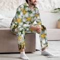 thumbnail image 7 of Naloa Bees and Flower Men’s Pajamas Set - Long Sleeve Button Down Sleep Shirt and Pajama Bottoms Sleepwear Set-Medium, 7 of 7