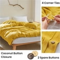 thumbnail image 2 of Simple&Opulence 100% Belgian Flax Linen Duvet Cover King Size -3 Pieces - Natural Flax French Country Bedding Set - Breathable Farmhouse Comforter Cover with Coconut Button Closure - Mustard Yellow, 2 of 7