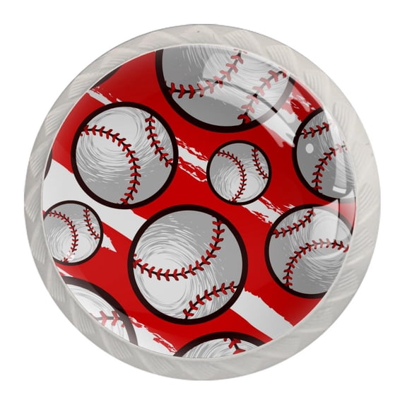 4 Pcs Baseball Knobs for Kitchen Cabinet Cupboard Dresser Bookcase Drawer Pulls Handles Round Home Decor