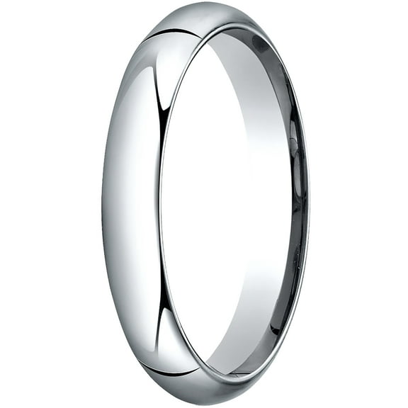 Mens 14K White Gold, 4.0mm High Dome Heavy Comfort-Fit Wedding Band (sz 9)