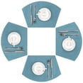 thumbnail image 1 of Juego de 4 manteles individuales con forma de cuña redonda de vinilo gris y azul de SHACOS, 1 of 9