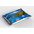 thumbnail image 2 of Ambesonne Pirate Ship Pillow Sham 2 Pack, Lake Ashi in Japan, 26"x20", Green Blue Orange, 2 of 3