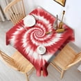 thumbnail image 2 of Red White Tie Dye Spiral Pattern Square Tablecloth,Waterproof Square Table Cover,Wipeable Spillproof Washable Table Cover for Home Kitchen Party Decor 52"x52"(132x132cm), 2 of 6