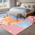 thumbnail image 4 of 8'x10' Area Rugs, Pink Dog Indoor Outdoor Area Rug for Living Room Bedroom, Spring Cherry Blossoms Botanical Blue Sky Washable Bathroom Rugs Kitchen Floor Carpet Mats Home Decor Aesthetic, 4 of 8