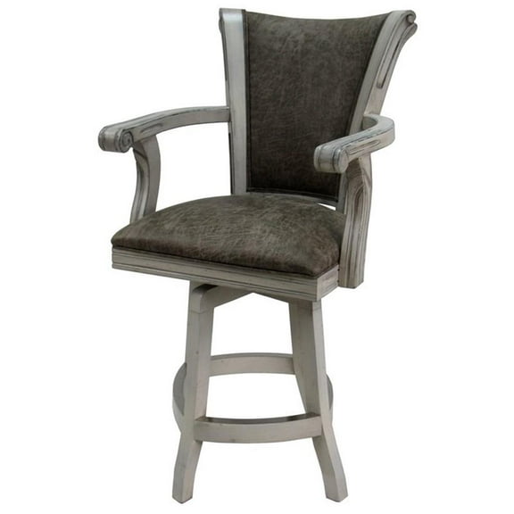 Tobias Designs Caribbean 26" Swivel Solid Wood Counter Stool in P-Poloma Gray