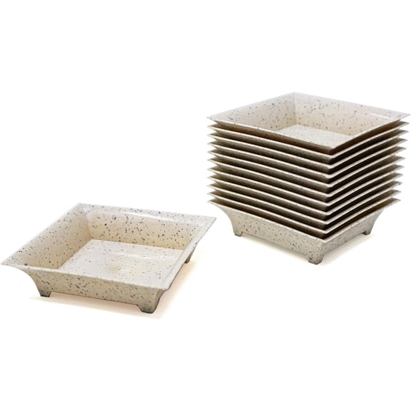 48 Pack Eco-Wheat Plastic Tiny Square Serving Tray Eco Plastic Mini Appetizer Plates for Parties, Disposable Small Wheat Plastic PP for all Party Essentials! CMJJ
