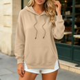 thumbnail image 2 of XAOFW Cozy Hoodies For Women Solid Color Long Sleeve Hooded Sweatshirt With Pocket Relaxed Fit Pullover Hoodies Stylish Tops L, 2 of 4