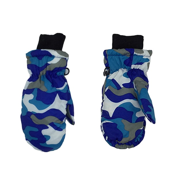 Naiovety 3 pares de manoplas para niños invierno impermeable camuflaje impreso espesar diseño azul Suministros térmicos Azul Naiovety HA059239-01B