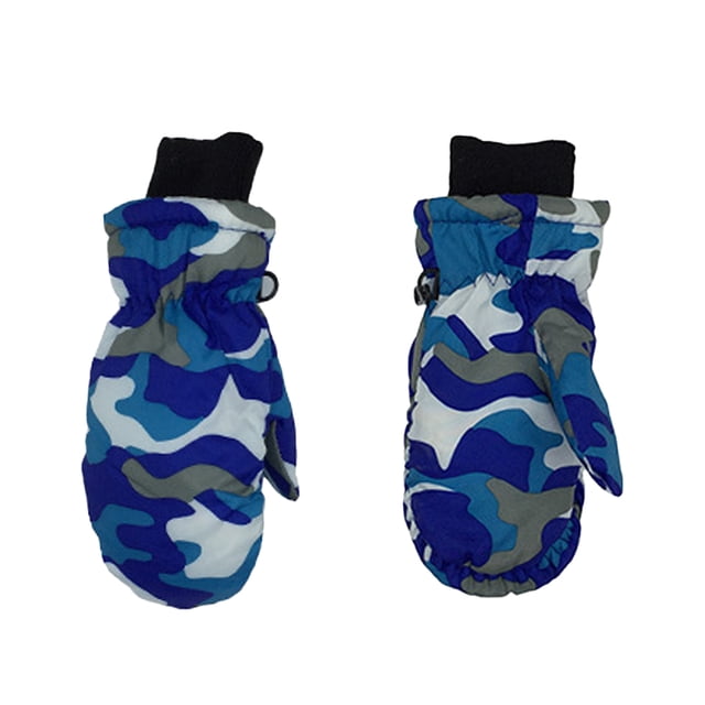 Naiovety 3 pares de manoplas para niños invierno impermeable camuflaje impreso espesar diseño azul Suministros térmicos Azul Naiovety HA059239-01B