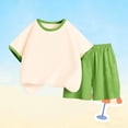 thumbnail image 4 of Fesfesfes Girls Ruffle Strap Top with Wide Leg Pants 2 Piece Set Casual Comfortable Outfit for Kids Playwear Breathable Loose Fit Summer Clothes(Green,13-14 Years), 4 of 5