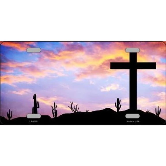 212 Main LP-1359-2 6 x 12 in. Cross at Sunrise Metal License Plate