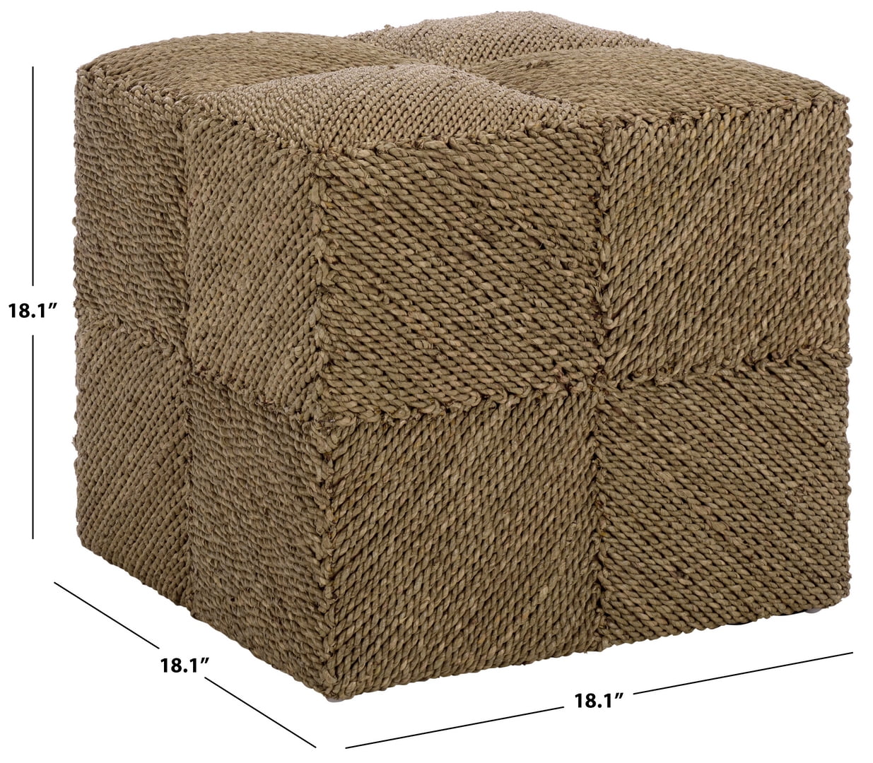 Safavieh Couture Malta Woven Seagrass Square Ottoman, Natural