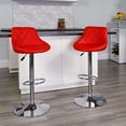 thumbnail image 2 of Flash Furniture Caldwell 2 Pk. Contemporary Red Vinyl Bucket Seat Adjustable Height Barstool with Diamond Pattern Back and Chrome Base, 2 of 14