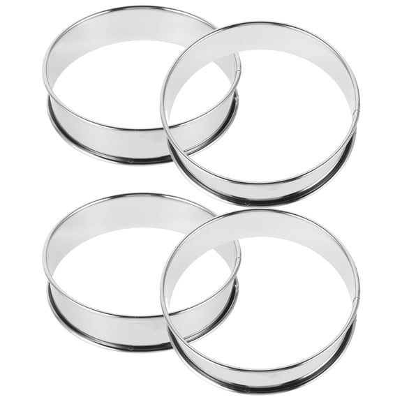 Niceauty 4Pcs Baking Metal Rings Silver 430 Stainless Steel Cooking Rings Mold for Novice Bakers