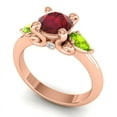 thumbnail image 2 of Diamond-Capitals 2.50 Carat Unique Round Red Ruby & Peridot Gemstone Ring for Bridal Gift Solid 14K Rose Gold Size 11, 2 of 8
