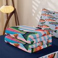 thumbnail image 5 of Manfei Cartoon Trout Zipper Twin Comforter Sets with Fitted Sheet and 2 Pillowcases, Stripe Background Zipper Bedding Set, Blue Pink Orange, Blue Reversible, 4pcs, 5 of 7