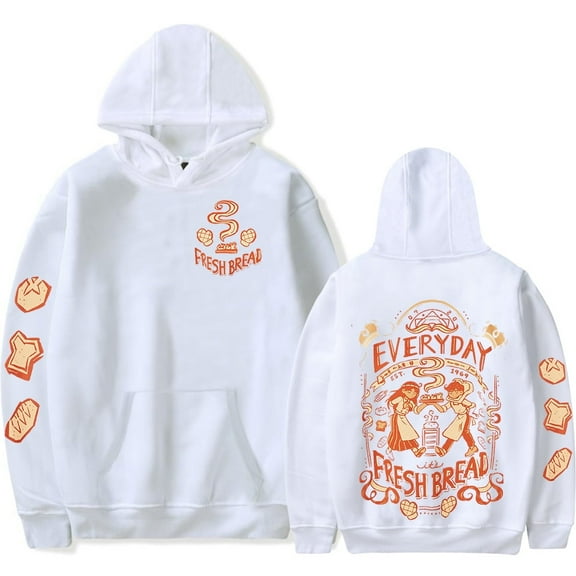Omori Merch Fresh Bread Brand Hoodie, Unisex, Drawstring Casual Sweatshirt, Stylish Long-sleeved Pullover.,4XL,White