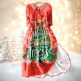 thumbnail image 2 of Christmas Dresses for Women Ladies Fashion Christmas Print Lapel Button-Down Seven-Quarter Cuff Strap-Up Dress with Merry Christmas for Christmas Party,Hot Pink,2XL, 2 of 5