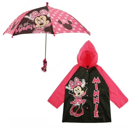 Disney Minnie Mouse Slicker and Umbrella Rainwear Set, Little Girls, Age 2-7