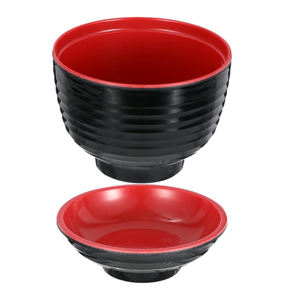 NICEXMAS Breakage Resistant Soup Bowls with Lids Set in Red for Household Users Dining Experience