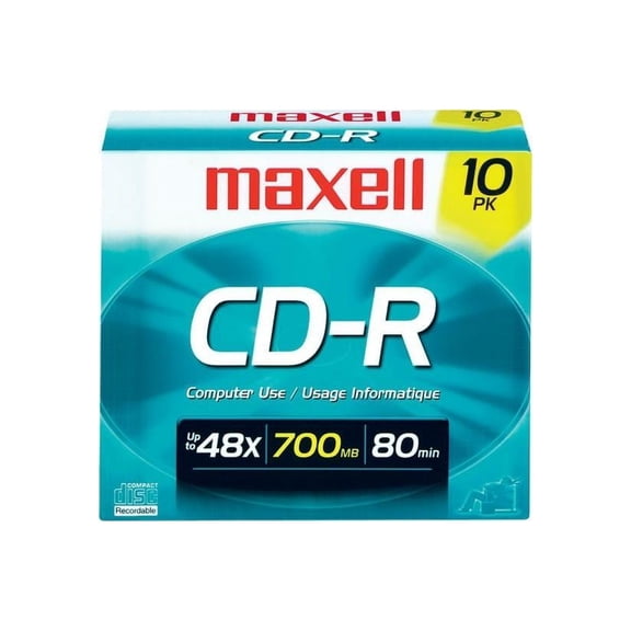 maxell 700MB 48X CD-R 10 Packs Slim Jewel Case Media Model 648210