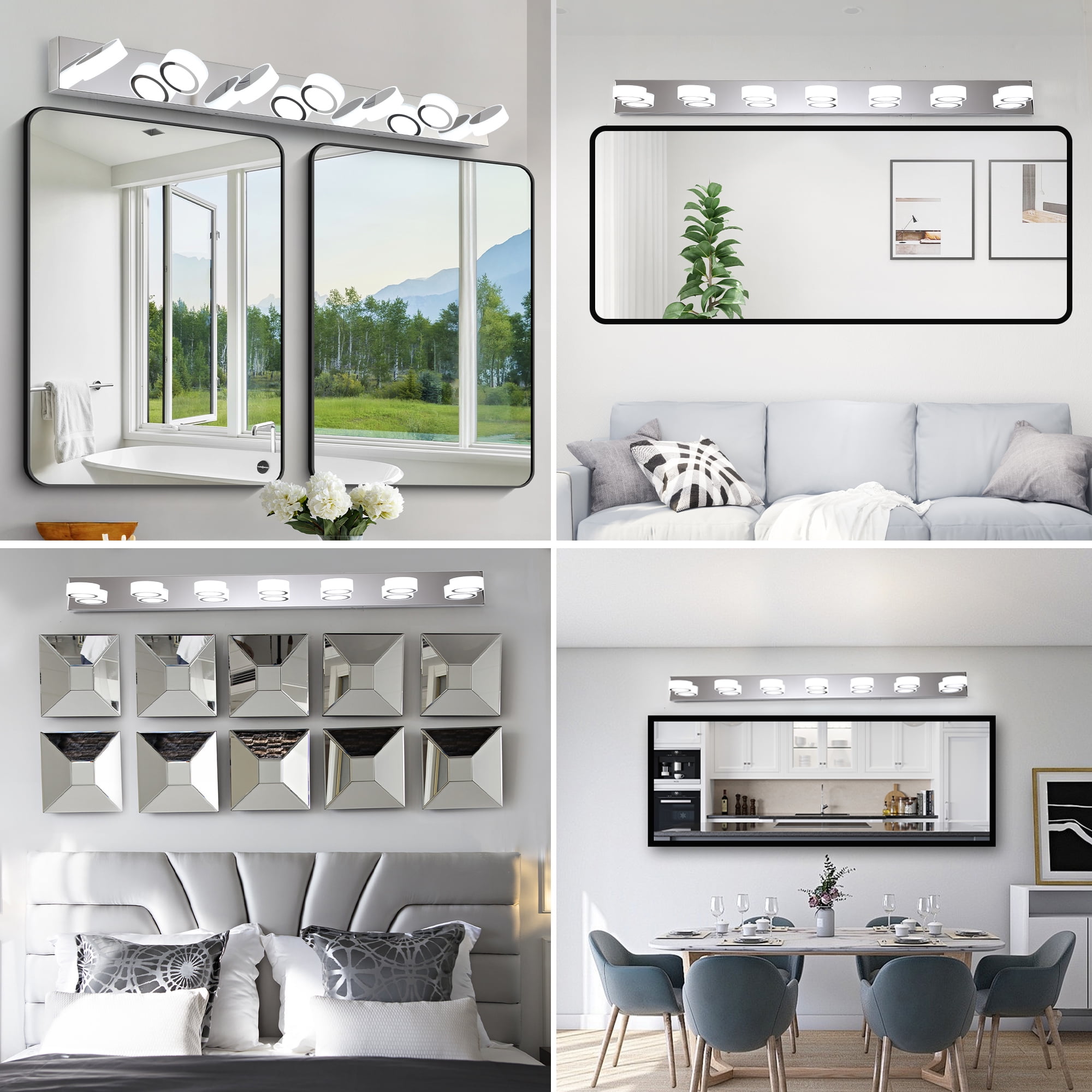 Miniyam Bathroom Vanity Light Fixtures, 7-Light LED Wall Lighting Fixtures over Mirror, (Cool White 6000K), Chrome