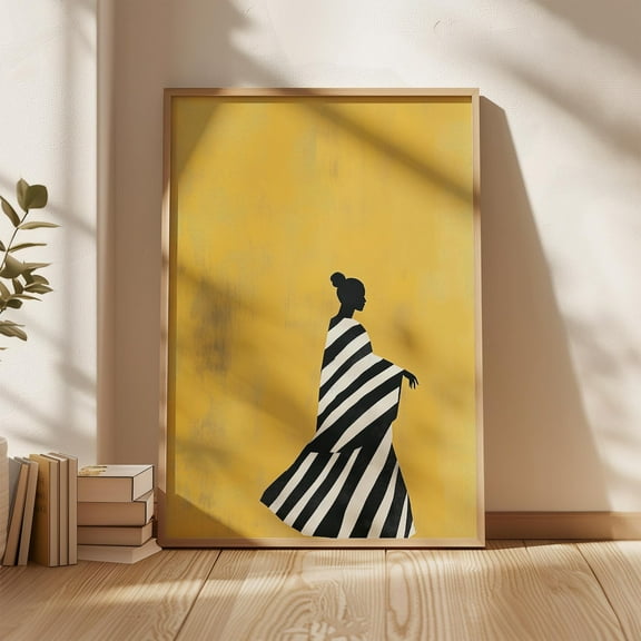 Minimalist African Woman Art, Yellow And Black Fashion Print, Modern Wall Decorwork, Abstract Female Portrait, Poster Wall Art, Modern Wall Decor, 8x12 UNFRAMED