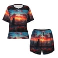thumbnail image 4 of Lsque Cat Watching City Sunset Women's Short-Sleeved Pajama Set - 2 Piece Soft and Lightweight Sleepwear Set-Medium, 4 of 9