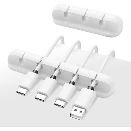 Cable Clips Cord Organizer for Desk Cable Management Wire Holder System Adhesive Cord Clips Management Charger Wire Holder Clips for Car Office and Home (White 5, 3 Slots)