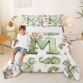 thumbnail image 2 of Castle Fairy Dragon Letter M Full Size Comforter Sets 3 Pieces for Child,Cute Rainbow Animal Bedding Sets, 2 of 6