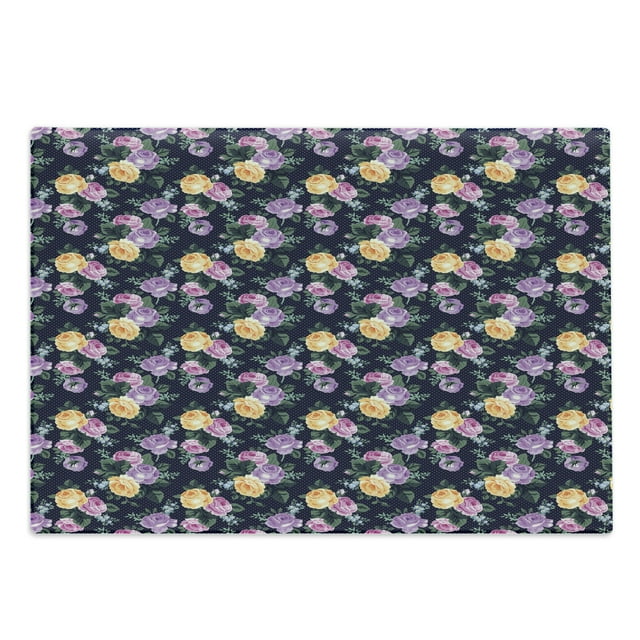 Colorful Cutting Board, Victorian Theme Inspired Ornamental Vintage Rose Flowers and Leaves, Decorative Tempered Glass Cutting and Serving Board, in 3 Sizes, by Ambesonne