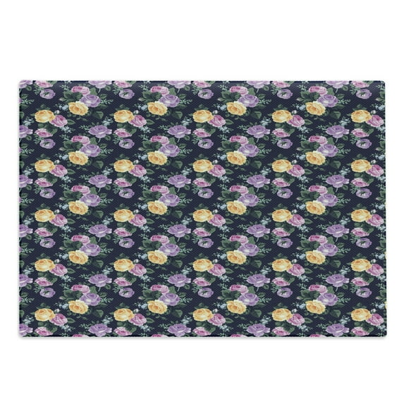 Colorful Cutting Board, Victorian Theme Inspired Ornamental Vintage Rose Flowers and Leaves, Decorative Tempered Glass Cutting and Serving Board, in 3 Sizes, by Ambesonne