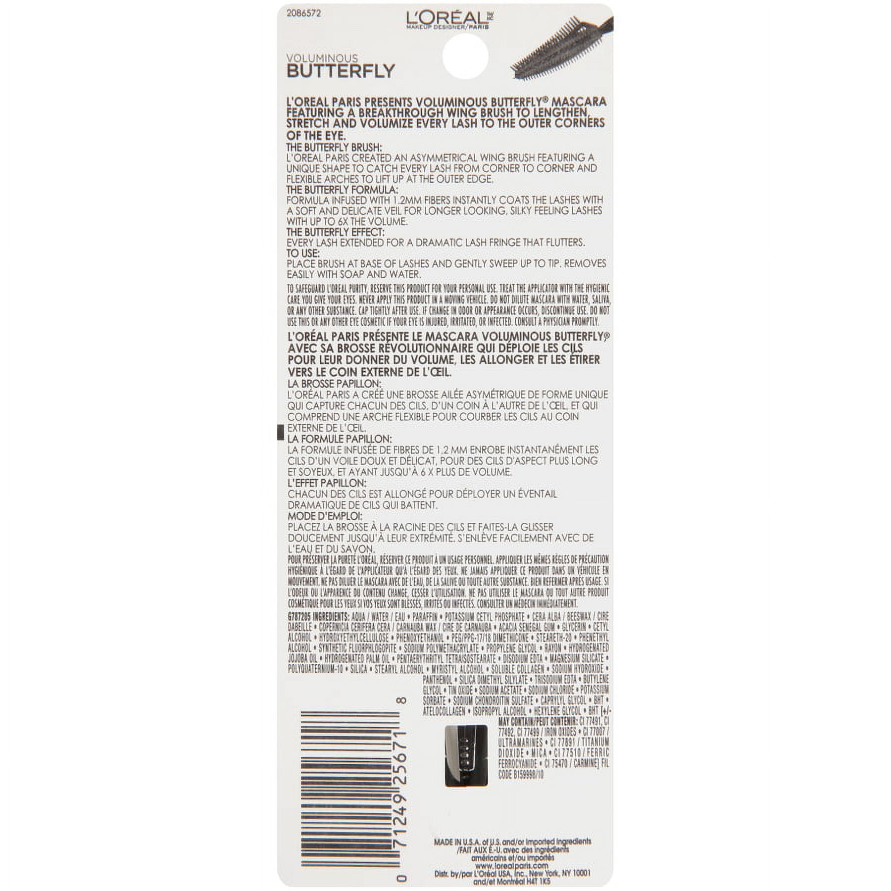 L'Oreal Paris Voluminous Butterfly Mascara, Blackest Black