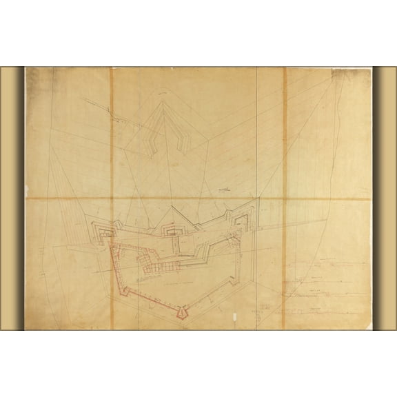 24"x36" Gallery Poster, map Fort Pickens Santa Rosa Island Florida 1860s