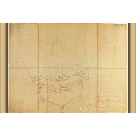 24"x36" Gallery Poster, map Fort Pickens Santa Rosa Island Florida 1860s