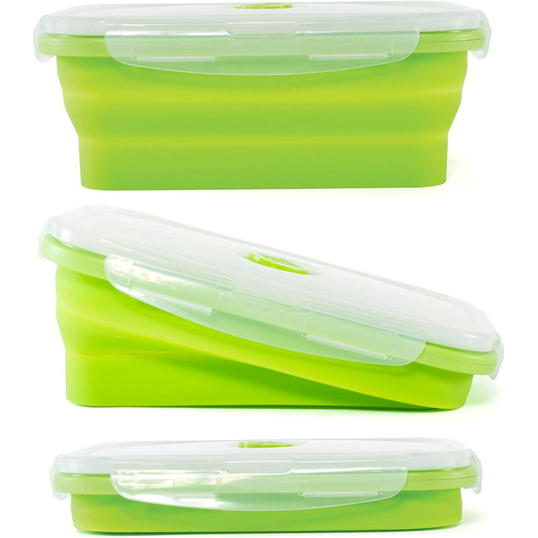 Thin Bins Collapsible Containers Set of 4 Round Silicone Food Storage Containers BPA Free, Microwave, Dishwasher Safe