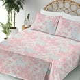 thumbnail image 3 of Ambesonne Romantic Floral Fitted & Flat Sheet with Shams 4 Pcs Set, Botanical Blush Art, Calking, Pastel Pink Soft Blue, 3 of 5