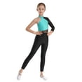 thumbnail image 2 of Haitryli Kids Girls Shiny Rhinestone One Shoulder Gymnastics Leotard Full Body Skating Jumpsuit Dance Bodysuit Unitard Blue Green 10, 2 of 7