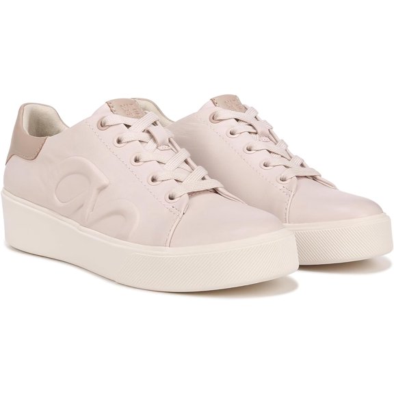 Naturalizer Womens Morrison Logo Lace Up Sneaker Linen Rose/Warm Beige Leather 10M