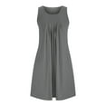thumbnail image 6 of Htigea Womens Pajamas Dresses Summer Loose Fit Ruffled Crewneck Sleeveless Dress Soft Comfy Nightgown Dress Solid Homewear Dress with Pockets, 6 of 7