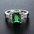 thumbnail image 3 of 6*8mm Green Wedding Princes Cut AAA Cz Women's 925 Silver Ring Female Size 6-10, 3 of 3
