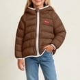 thumbnail image 3 of Agkizg Kids Girls Hooded Puffer Coat Long Sleeve Thick Winter Jacket with Pockets Solid Color Warm Casual Outerwear, 3 of 6