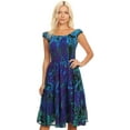 thumbnail image 5 of Sakkas Alba Women's Off The Shoulder Smock Ruffle Midi Dress Tie Dye & Embroidery - Purple / Turquoise - One Size Regular, 5 of 5