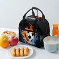 thumbnail image 4 of HUIACONG Practical Lunch Bag for Camping Office, Aluminum Film Material Front Pocket Insulated Lunch Tote, Soccer Ball Fire Water Collision, 4 of 10