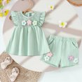 thumbnail image 2 of NIEWTR Girls Summer Toddler Outfits Sleeveless Top + Cuffed Shorts 2 Piece Casual Set(A-Green,12-18 Months), 2 of 8