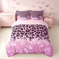 thumbnail image 3 of Homewish Leopard Print Queen Bedding, Pink Blings Print Bedding Comforter Set Queen, Pink Reversible, 7 Pieces, 3 of 7