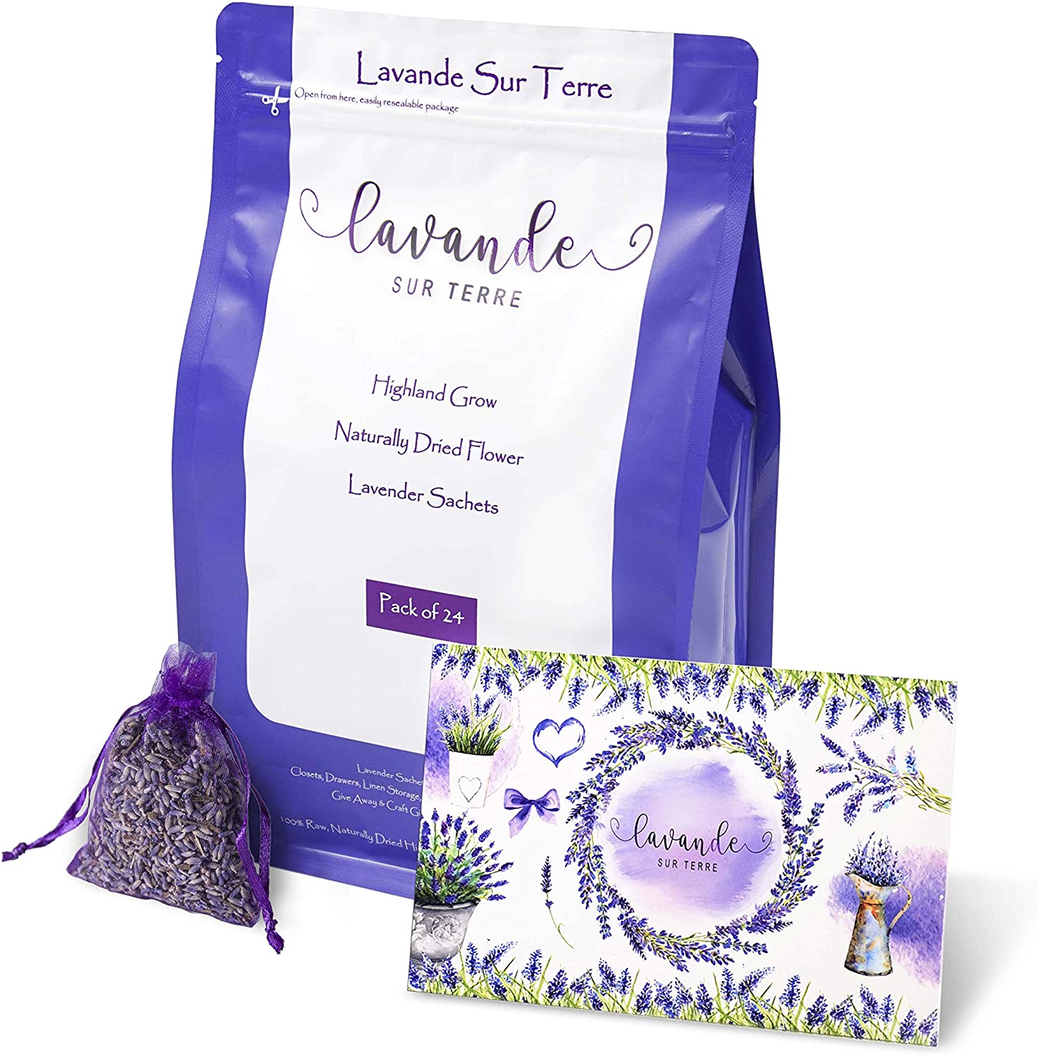 French Lavender Sachets for Drawers and Closets Fresh Scents, Home Fragrance Sachet, Pack of 24, Purple - image 4 of 4