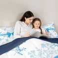 thumbnail image 4 of spefrowx Floral Blue Bow Queen Bedding for Girls, Spring Flower Plant Bedding Comforter Set Queen, Navy Reversible, 7 Pieces, 4 of 6