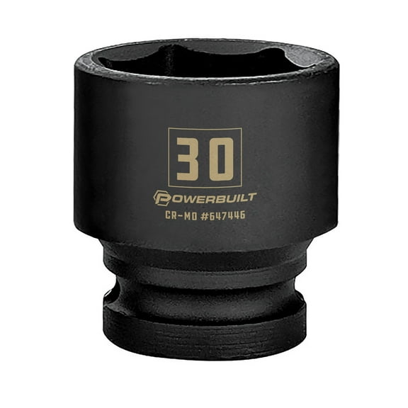Powerbuilt 1/2 Inch Drive x 30 MM 6 Point Impact Socket - 647446